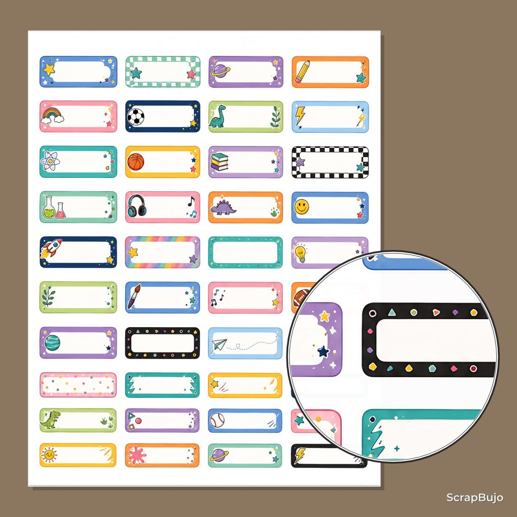 Printable back-to-school labels and school organization designs preview 6