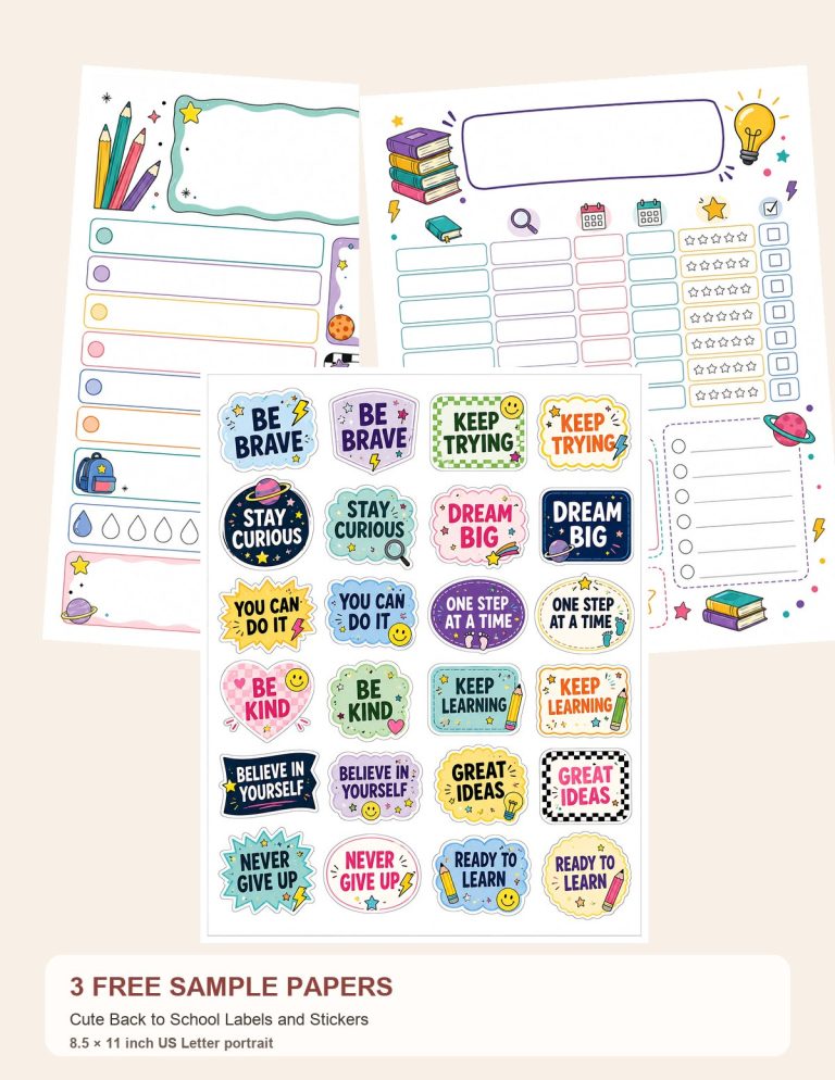 Free Cute Back to School Labels and Stickers – 3 Samples preview