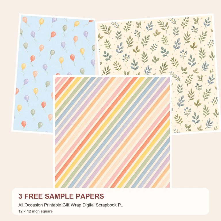 Free All Occasion Printable Gift Wrap – 3 Printable Scrapbook Paper Samples preview
