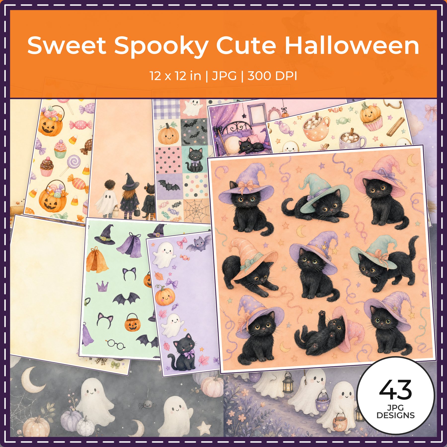 Sweet Spooky Cute Halloween Digital Scrapbook Paper