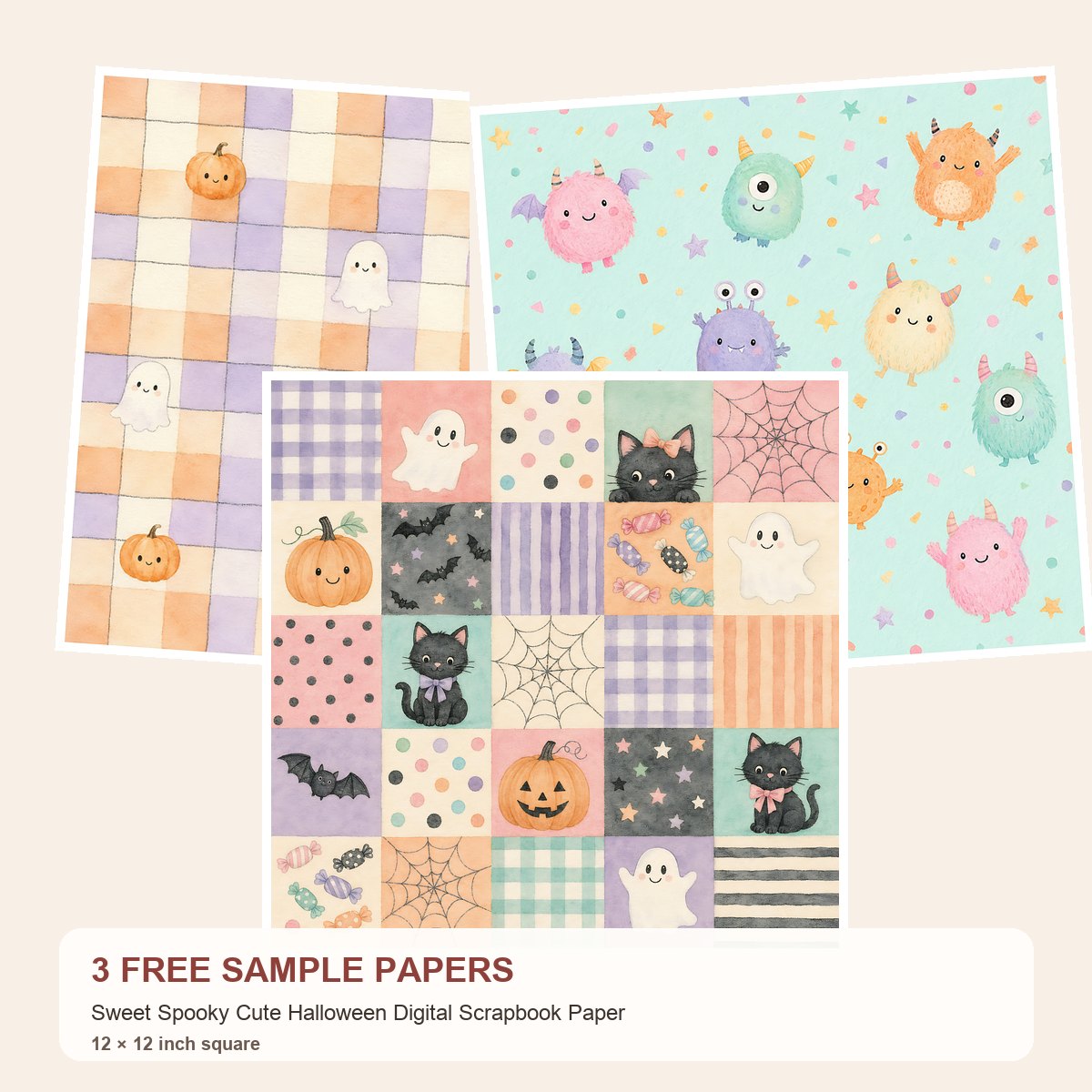 Free Sweet Spooky Cute Halloween – 3 Printable Scrapbook Paper Samples