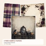 Free Vintage Midnight Halloween – 3 Printable Scrapbook Paper Samples preview