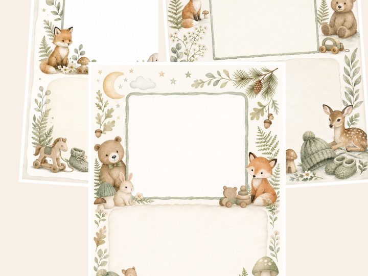 Free Sage Woodland Baby Memories Letter – 3 Printable Scrapbook Paper Samples preview