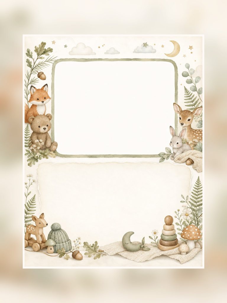 Sage Woodland Baby Memories Letter poster portrait