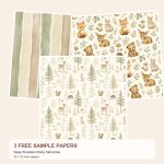 Free Sage Woodland Baby Memories – 3 Printable Scrapbook Paper Samples preview
