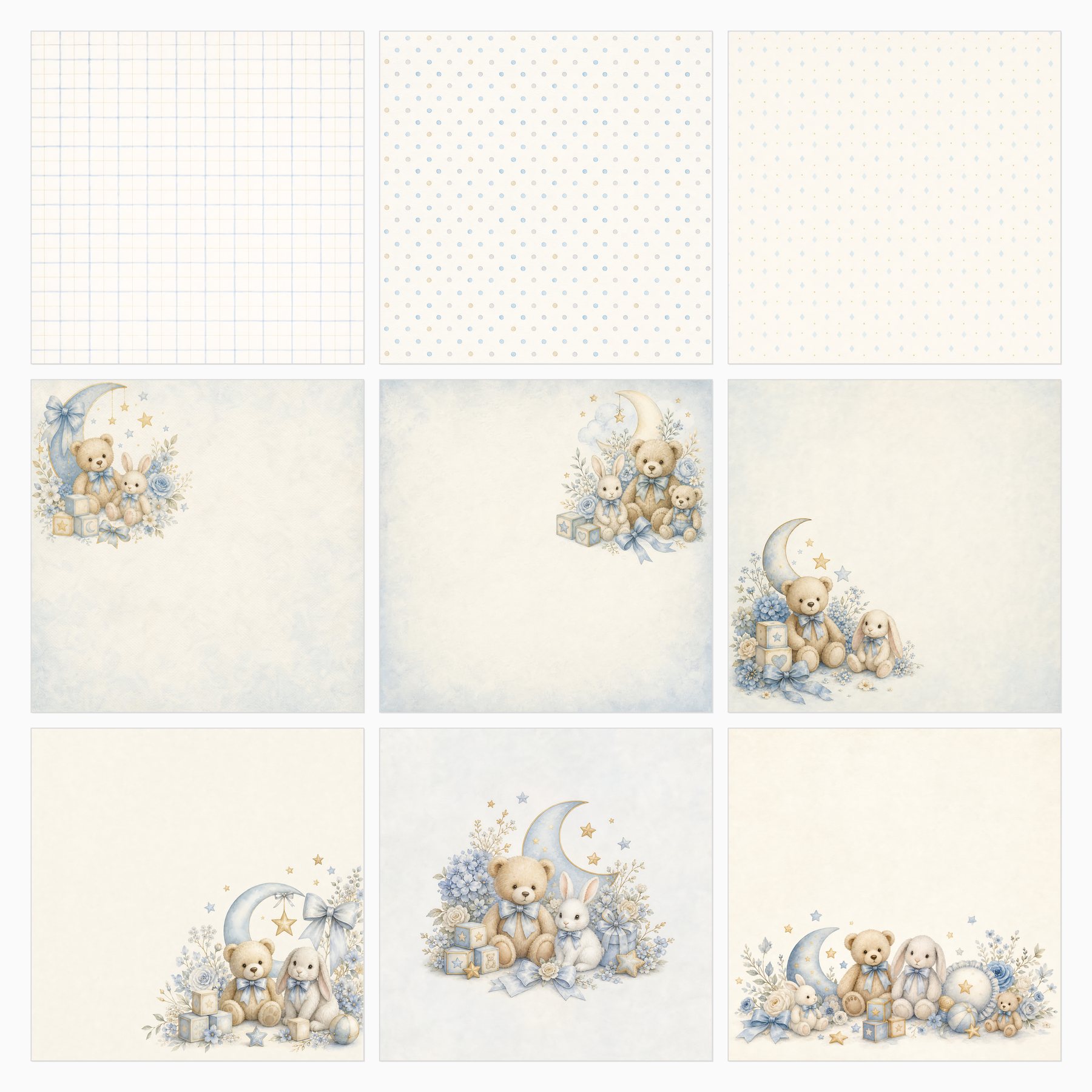 Baby Blue Heirloom Digital Scrapbook Paper preview 3