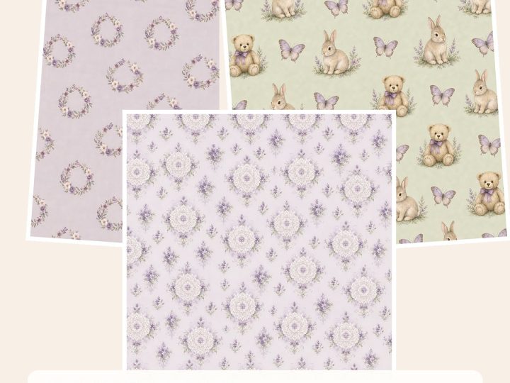 Free Lavender Heirloom Baby – 3 Printable Scrapbook Paper Samples preview