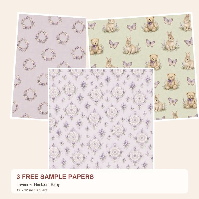 Free Lavender Heirloom Baby – 3 Printable Scrapbook Paper Samples preview