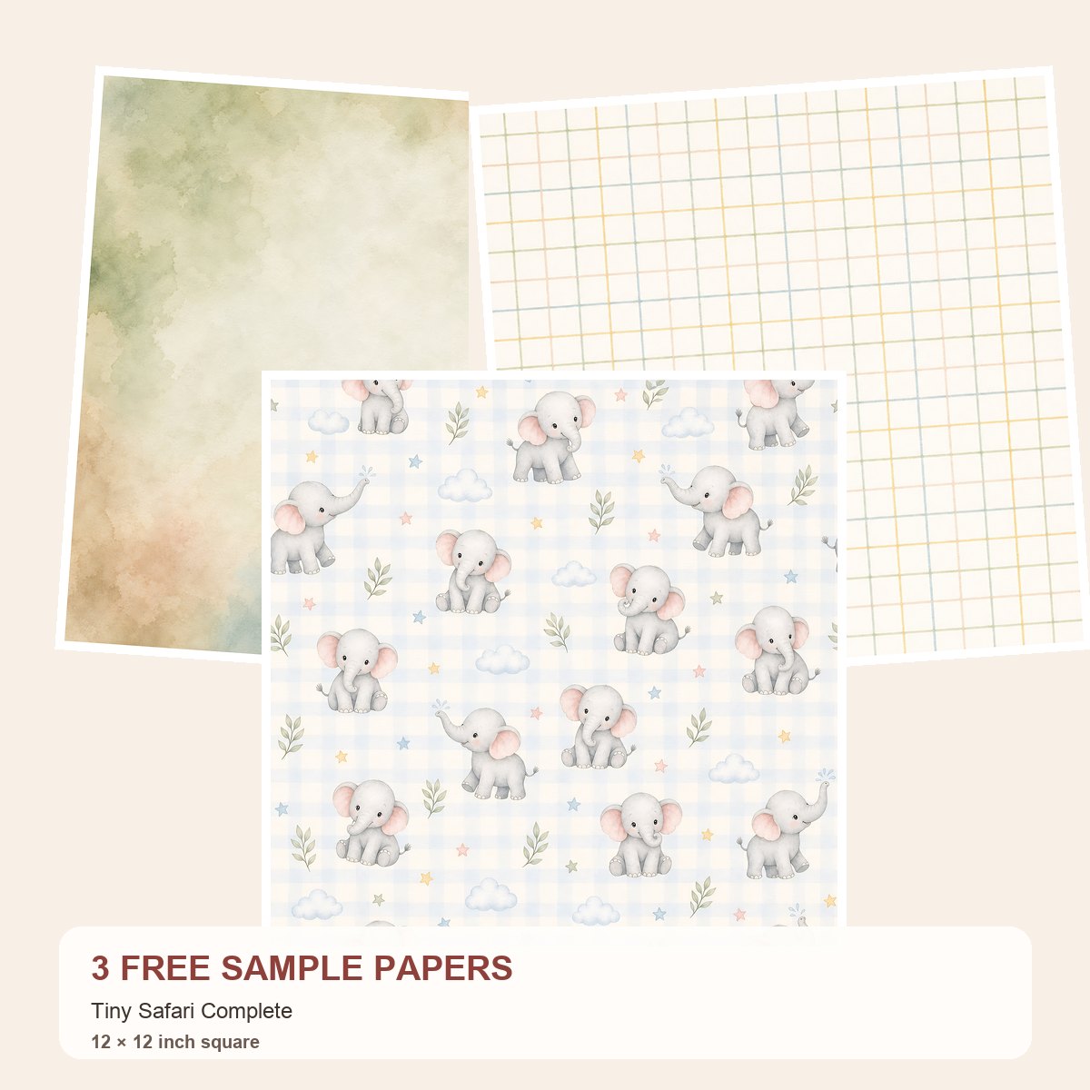 Free Tiny Safari Complete – 3 Printable Scrapbook Paper Samples
