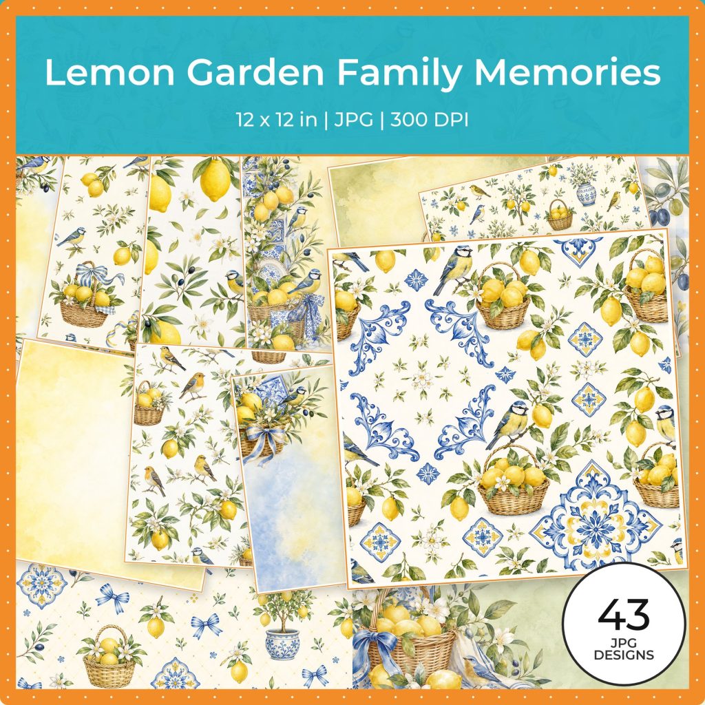 Lemon Garden Family Memories Digital Scrapbook Paper