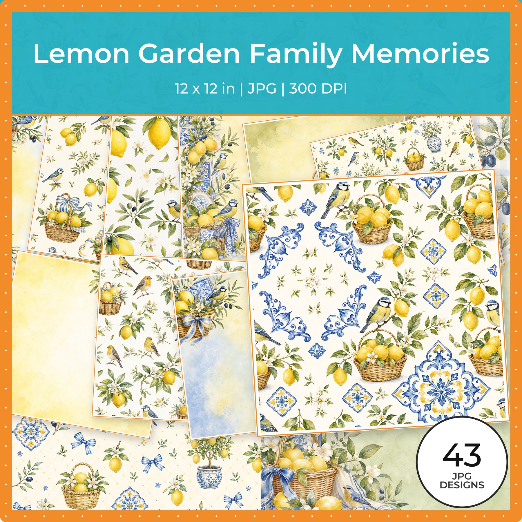 Lemon Garden Family Memories Digital Scrapbook Paper