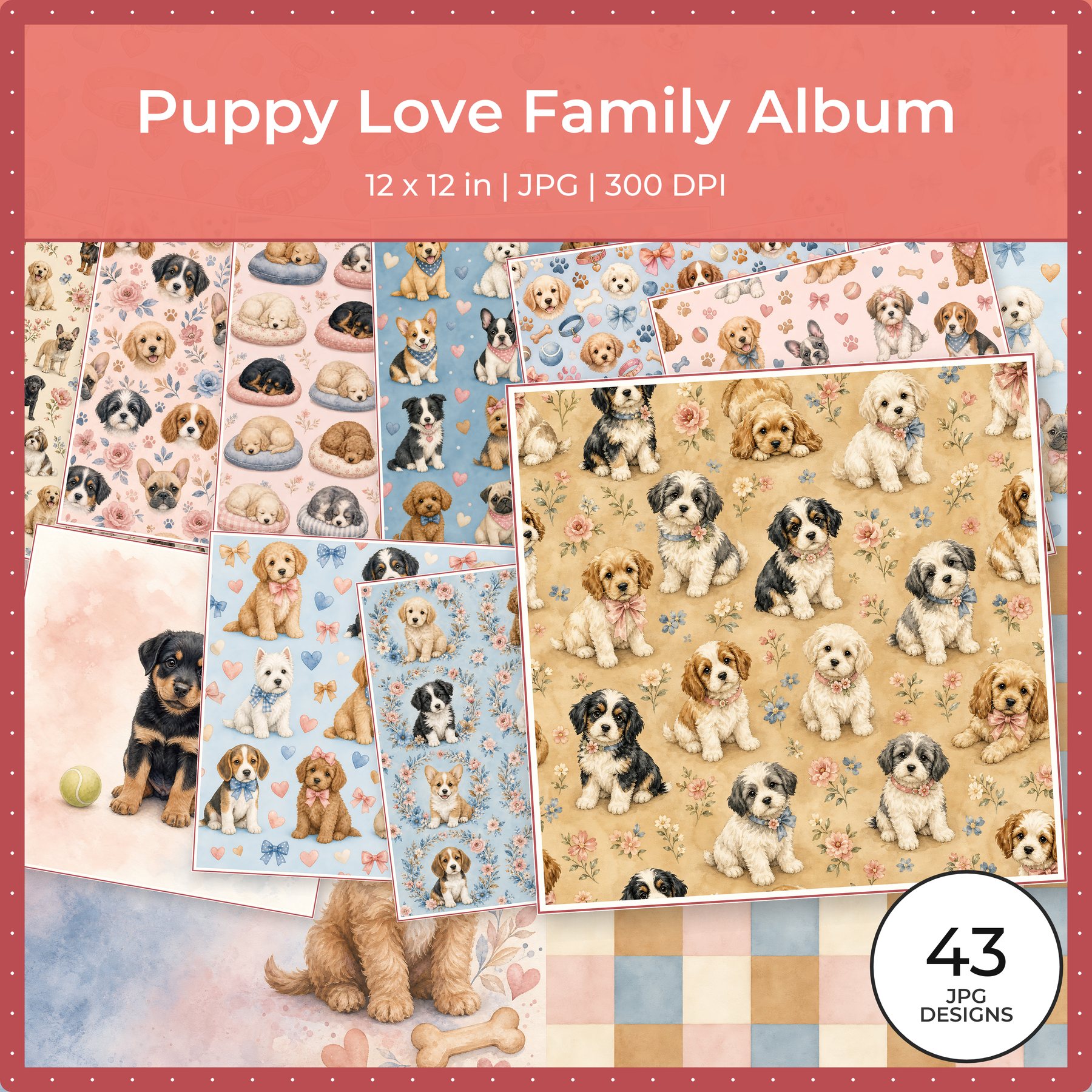 Puppy Love Family Album – Digital Scrapbook Papers