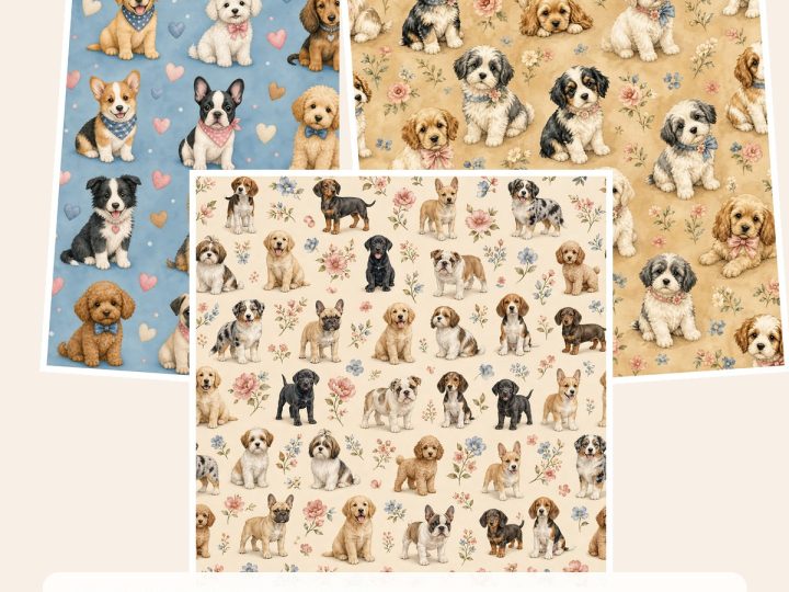 Free Puppy Love Family Album – 3 Printable Paper Samples