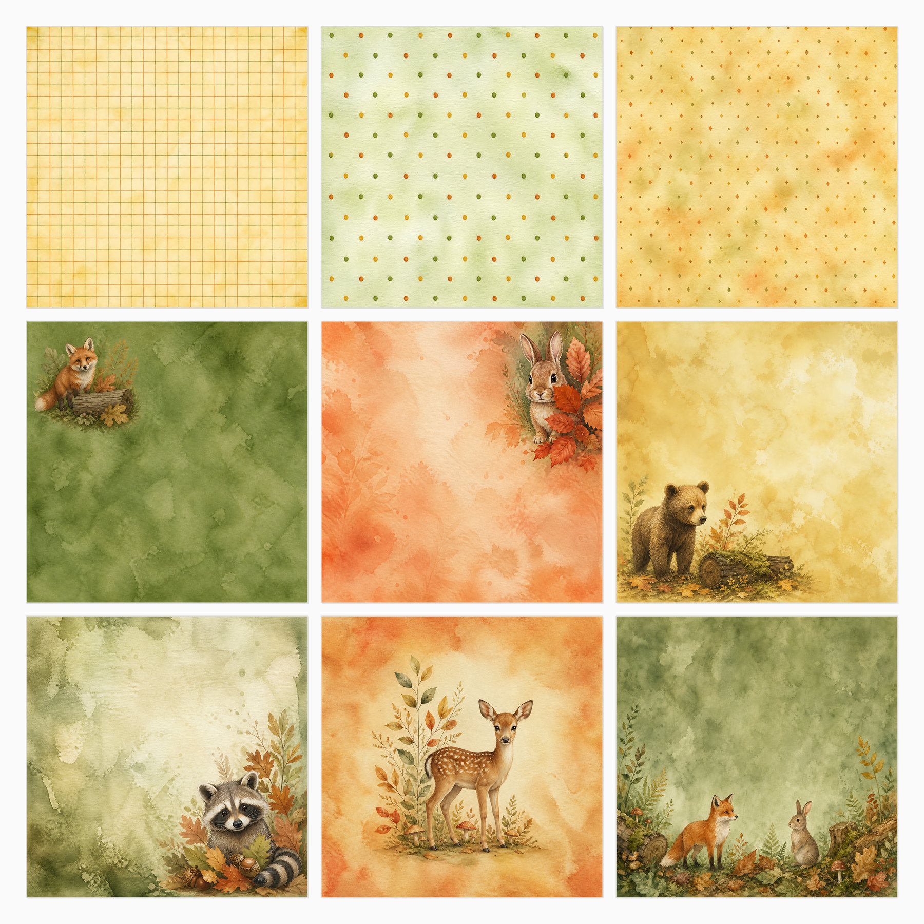 Peeking Woodland Friends Digital Scrapbook Paper preview 3