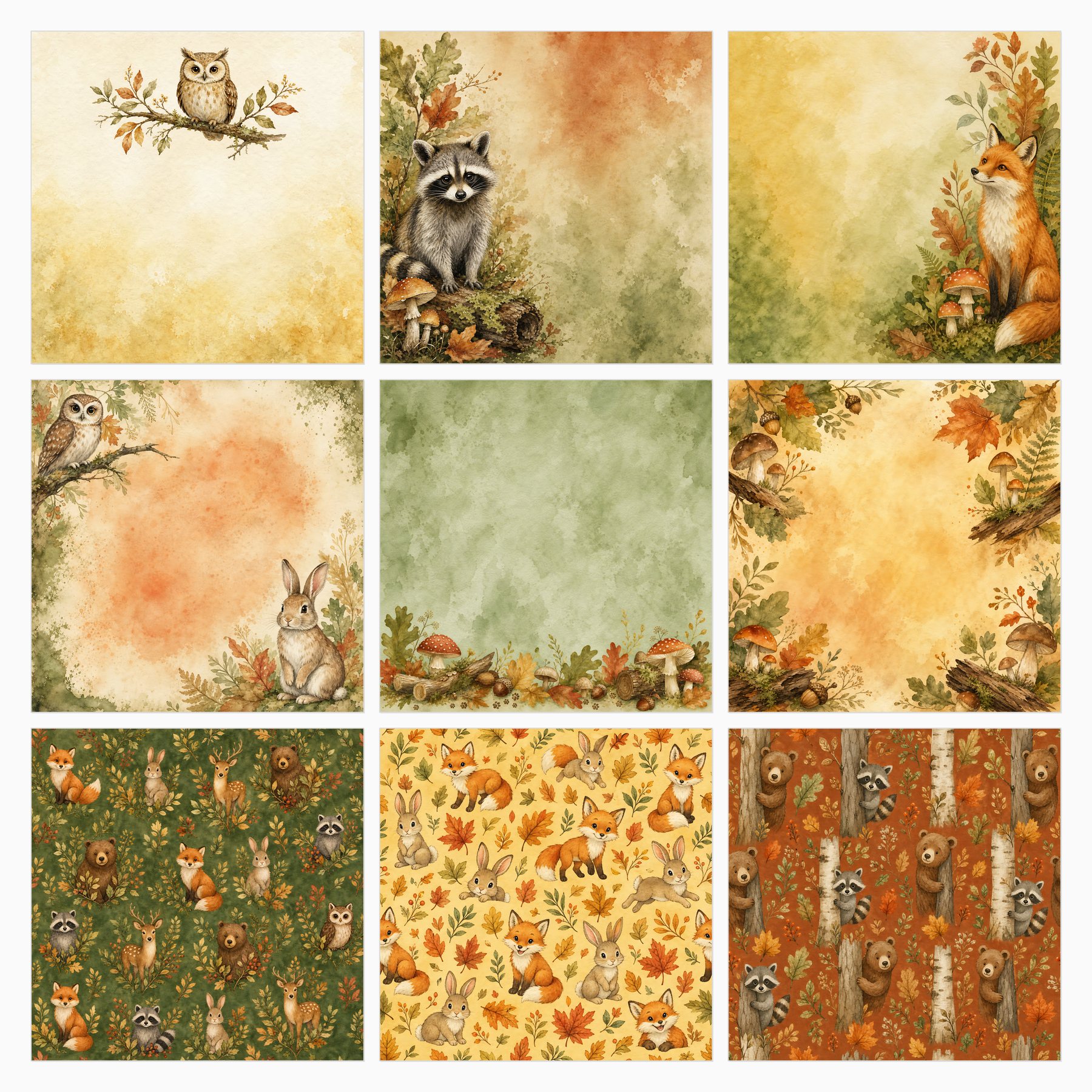 Peeking Woodland Friends Digital Scrapbook Paper preview 4