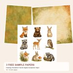 Free Peeking Woodland Friends – 3 Printable Scrapbook Paper Samples preview