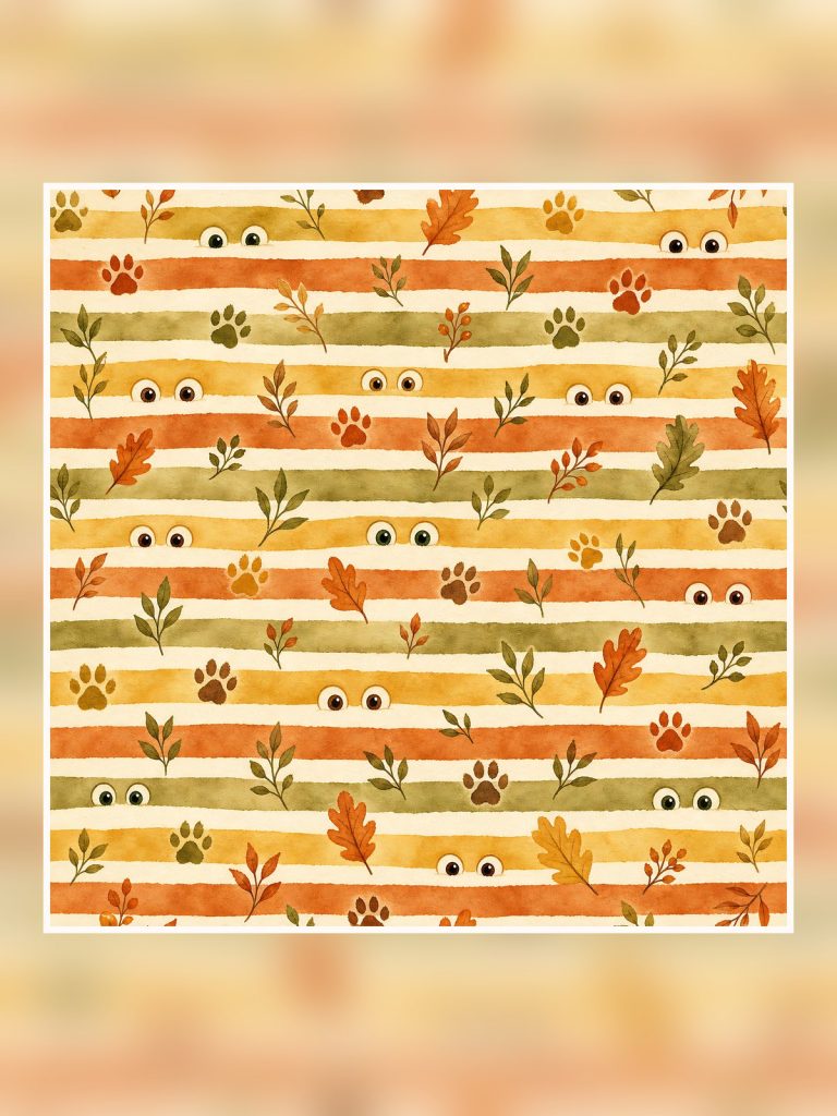 Peeking Woodland Friends Digital Scrapbook Paper poster portrait
