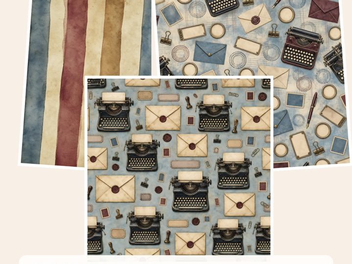 Free Vintage Office and Postal – 3 Printable Scrapbook Paper Samples