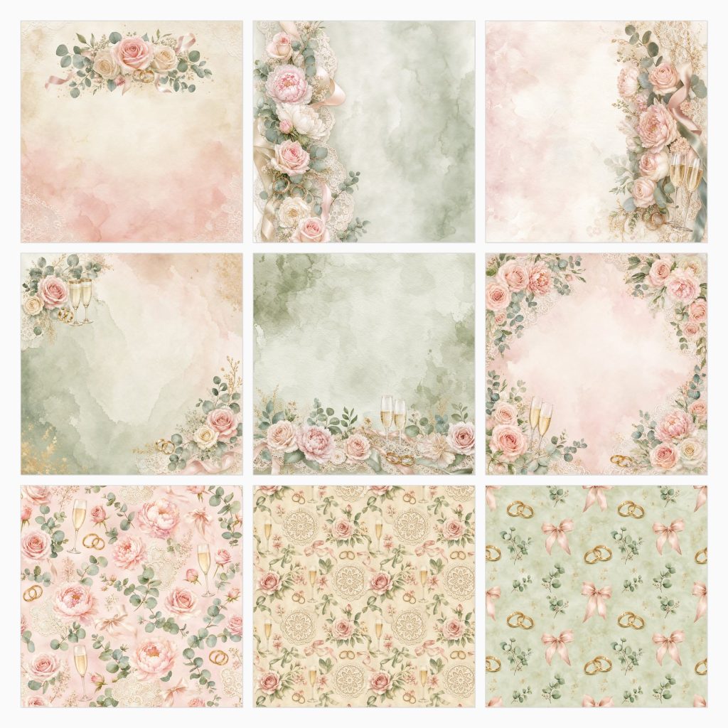 Elegant Wedding Blush & Sage paper preview 4