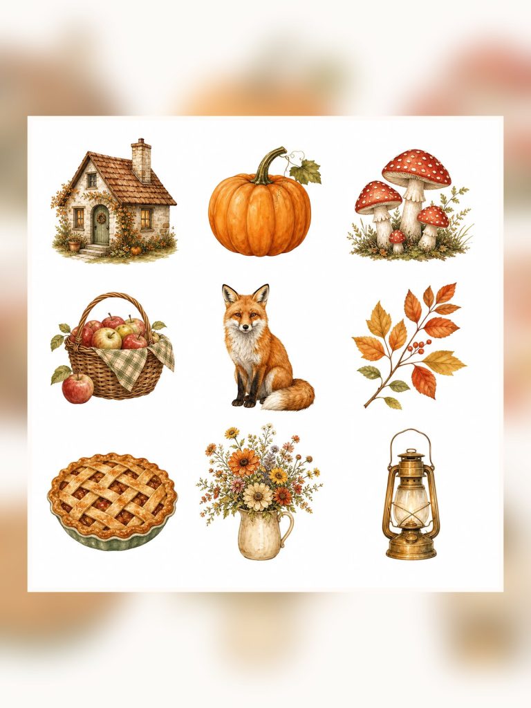Autumn Cottagecore Harvest poster portrait