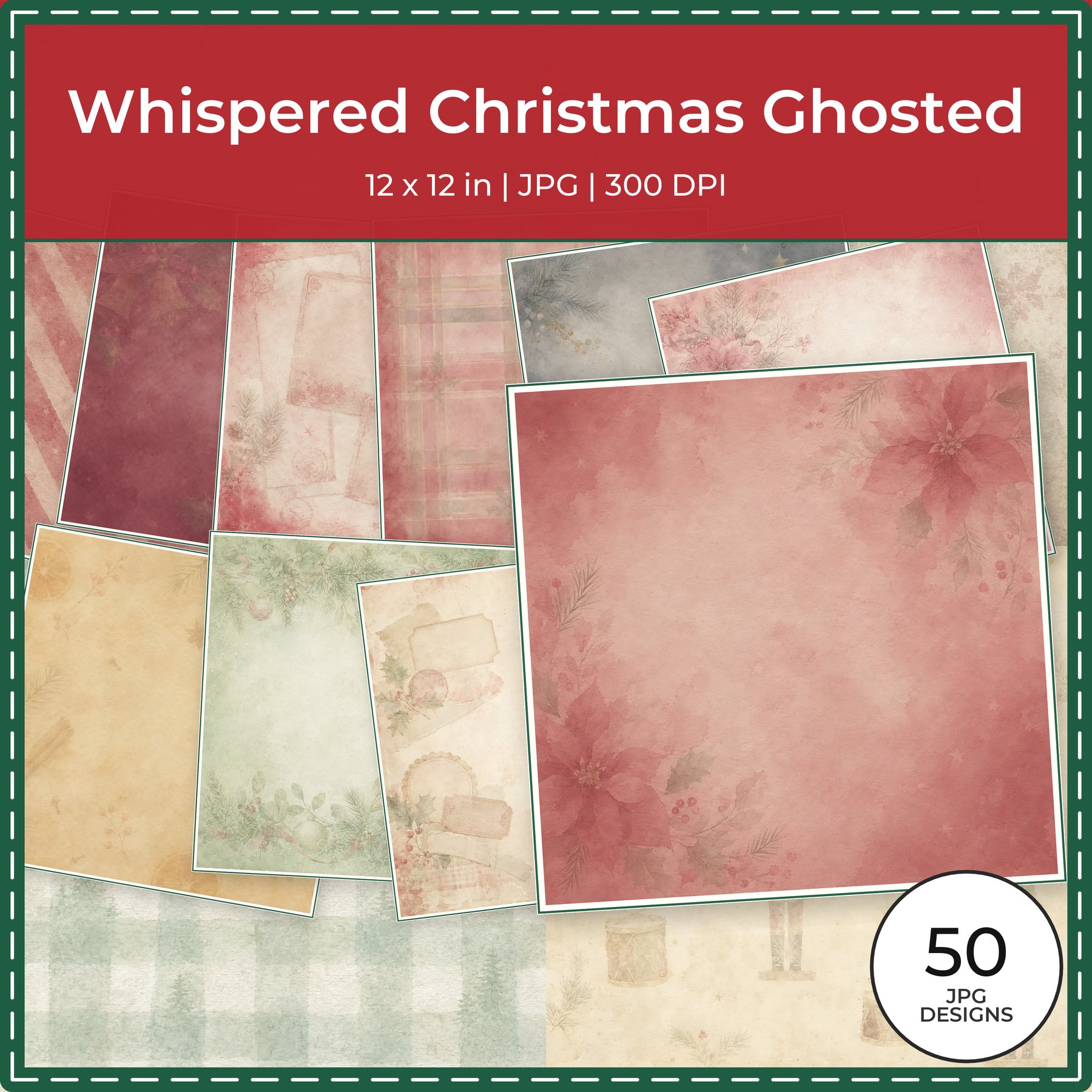 Whispered Christmas Ghosted Digital Scrapbook Paper