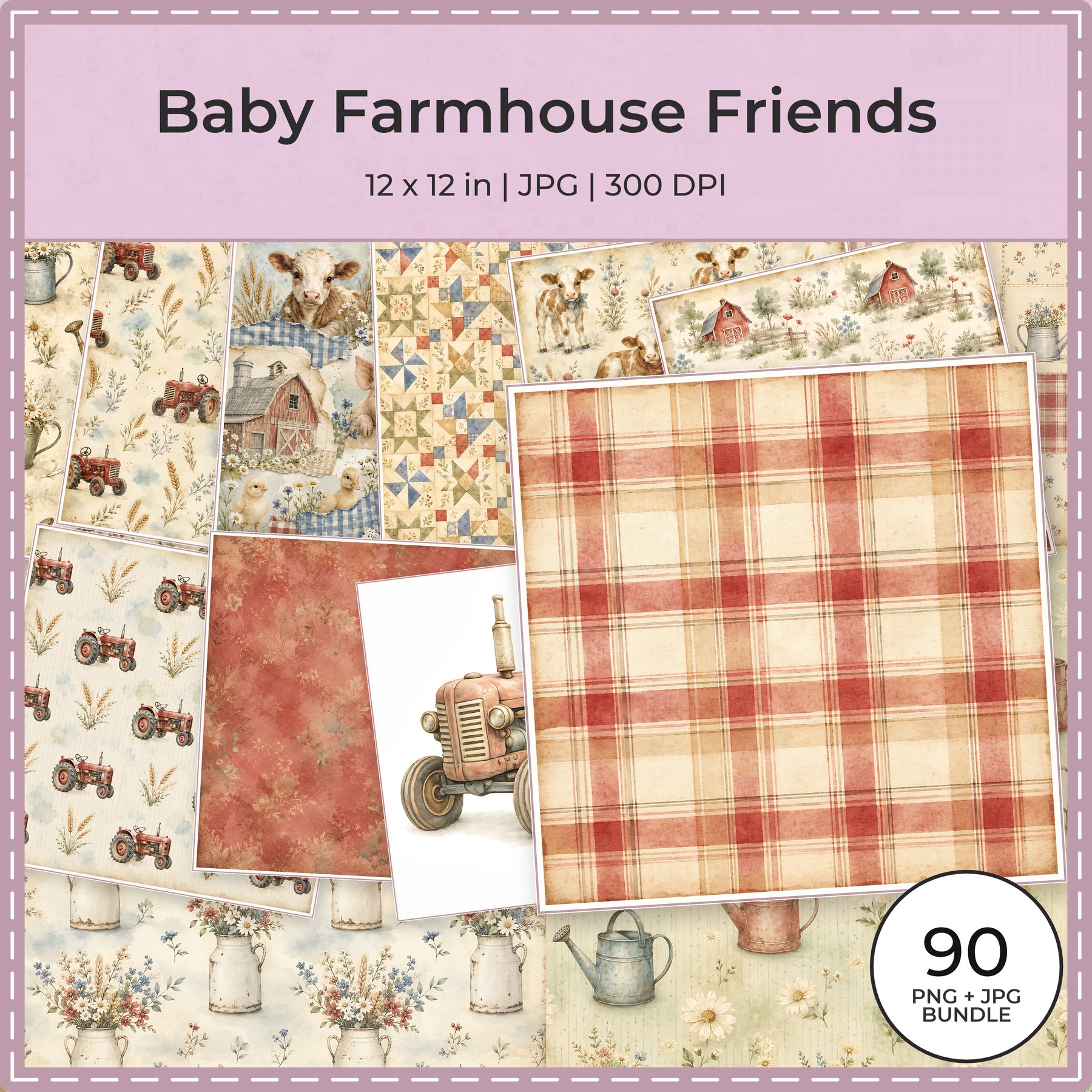 Baby Farmhouse Friends Digital Scrapbook Paper