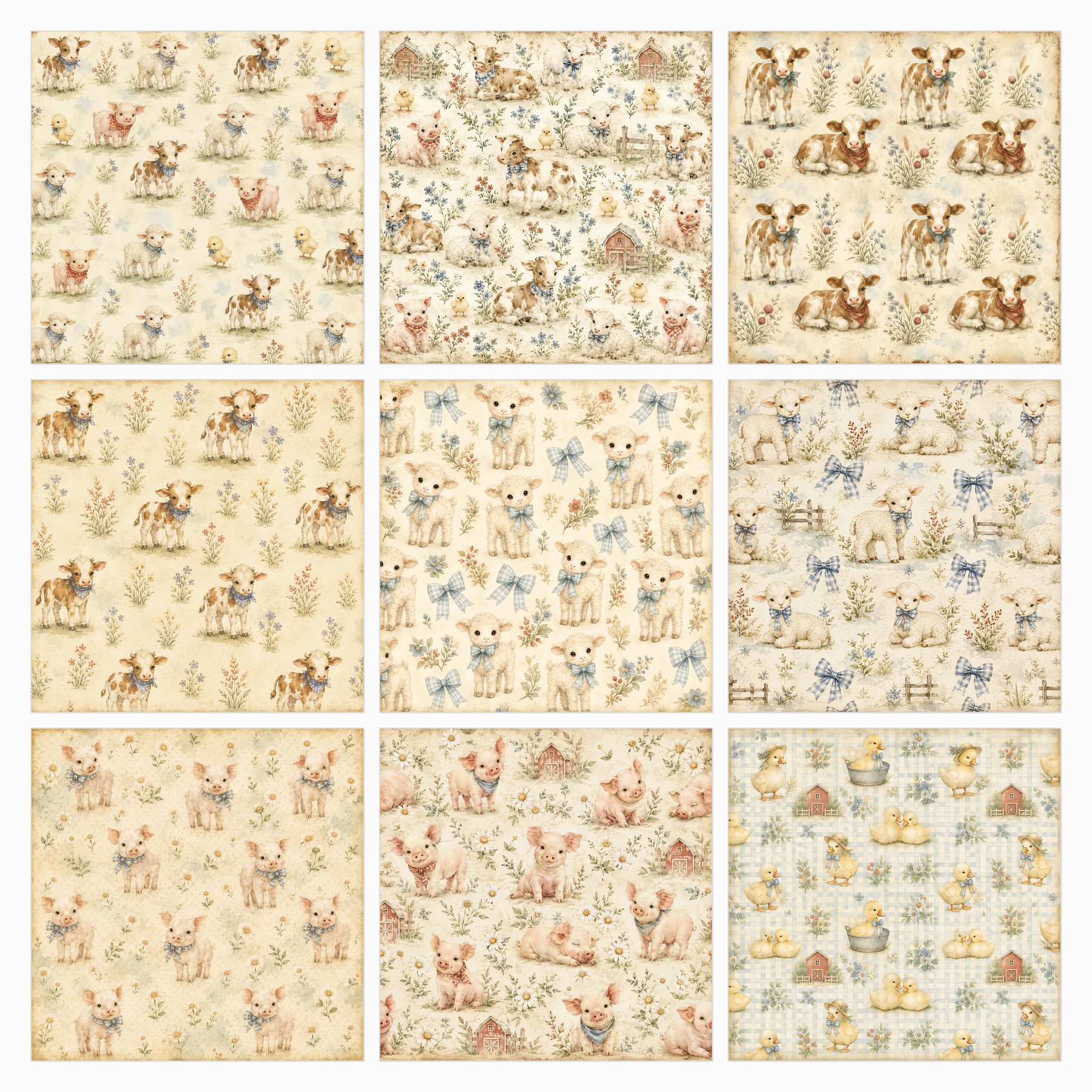 Baby Farmhouse Friends Digital Scrapbook Paper preview 2