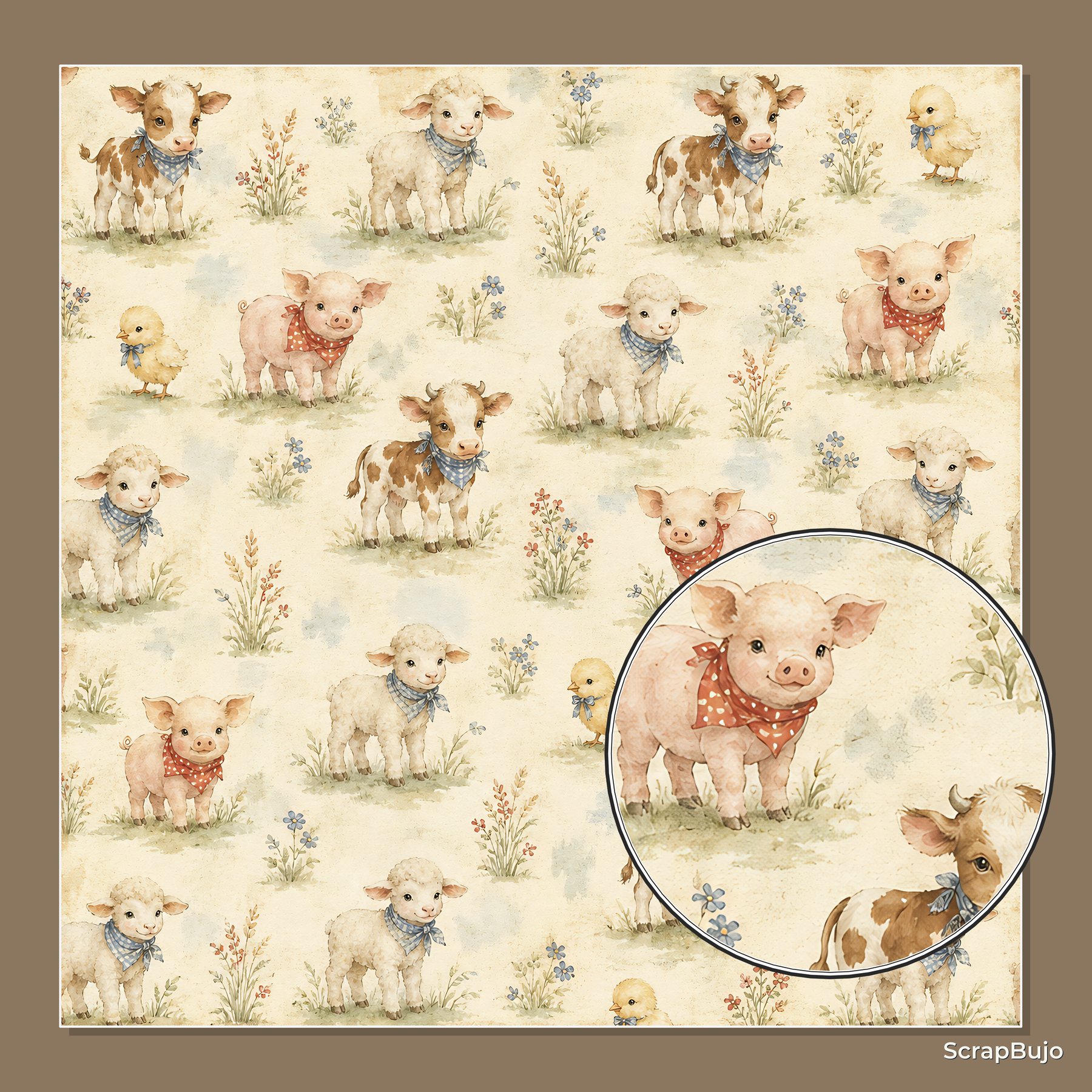 Baby Farmhouse Friends Digital Scrapbook Paper preview 5