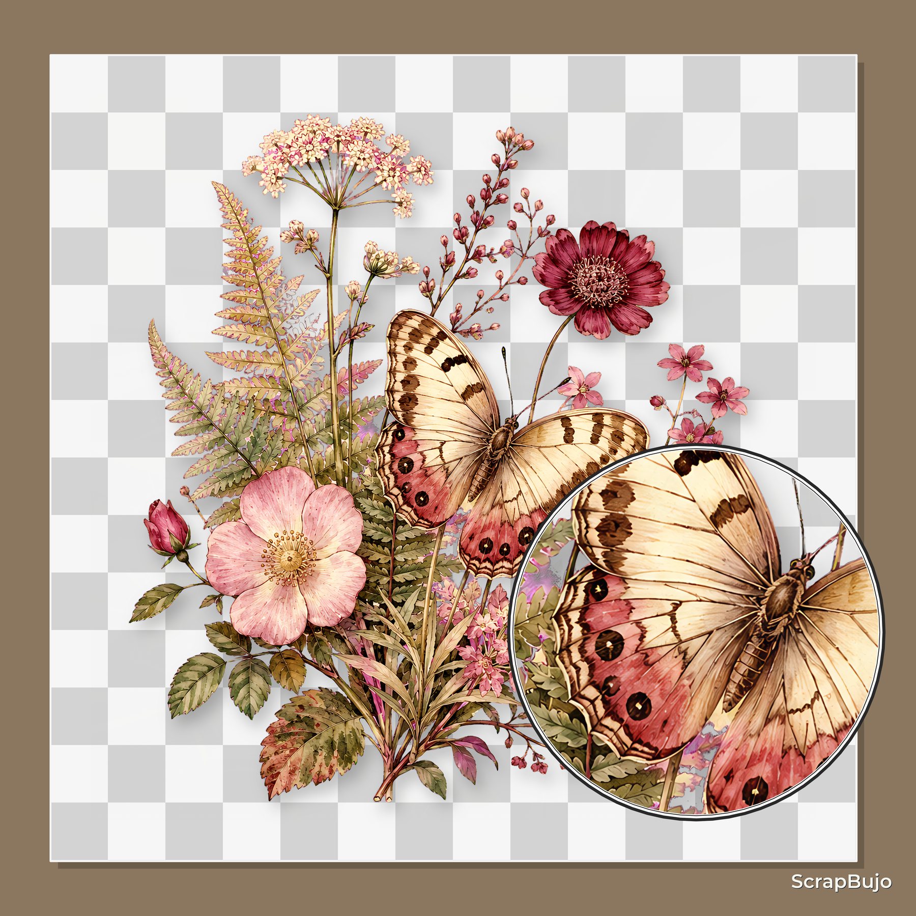 Victorian Botanical Digital Paper & PNG Bundle, 25 Papers + 26 Herbarium Elements, Commercial Use preview 6