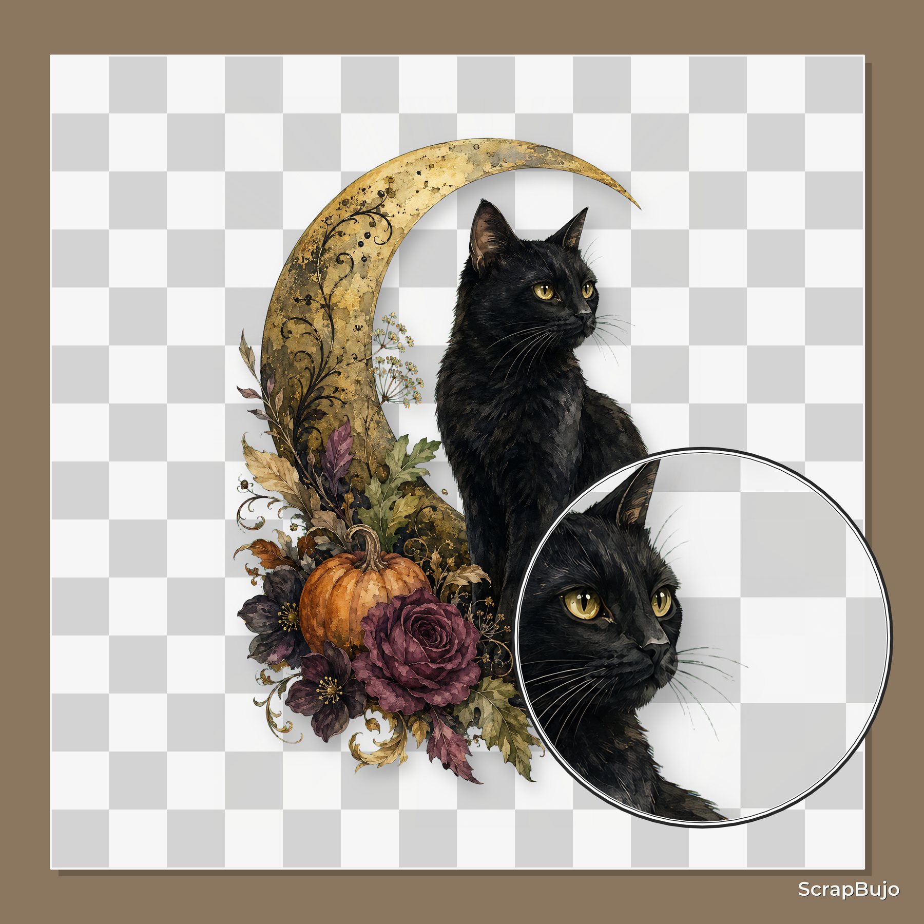 Gothic Moonlit Halloween Digital Paper & PNG Bundle, 18 Papers + 25 Spooky Elements, Commercial Use preview 5