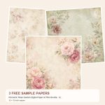 Free Romantic Rose Garden Digital Paper & PNG Bundle, 12 Papers + 38 Floral Elements, Commercial Use – 3 Printable Scrapbook Paper Samples preview