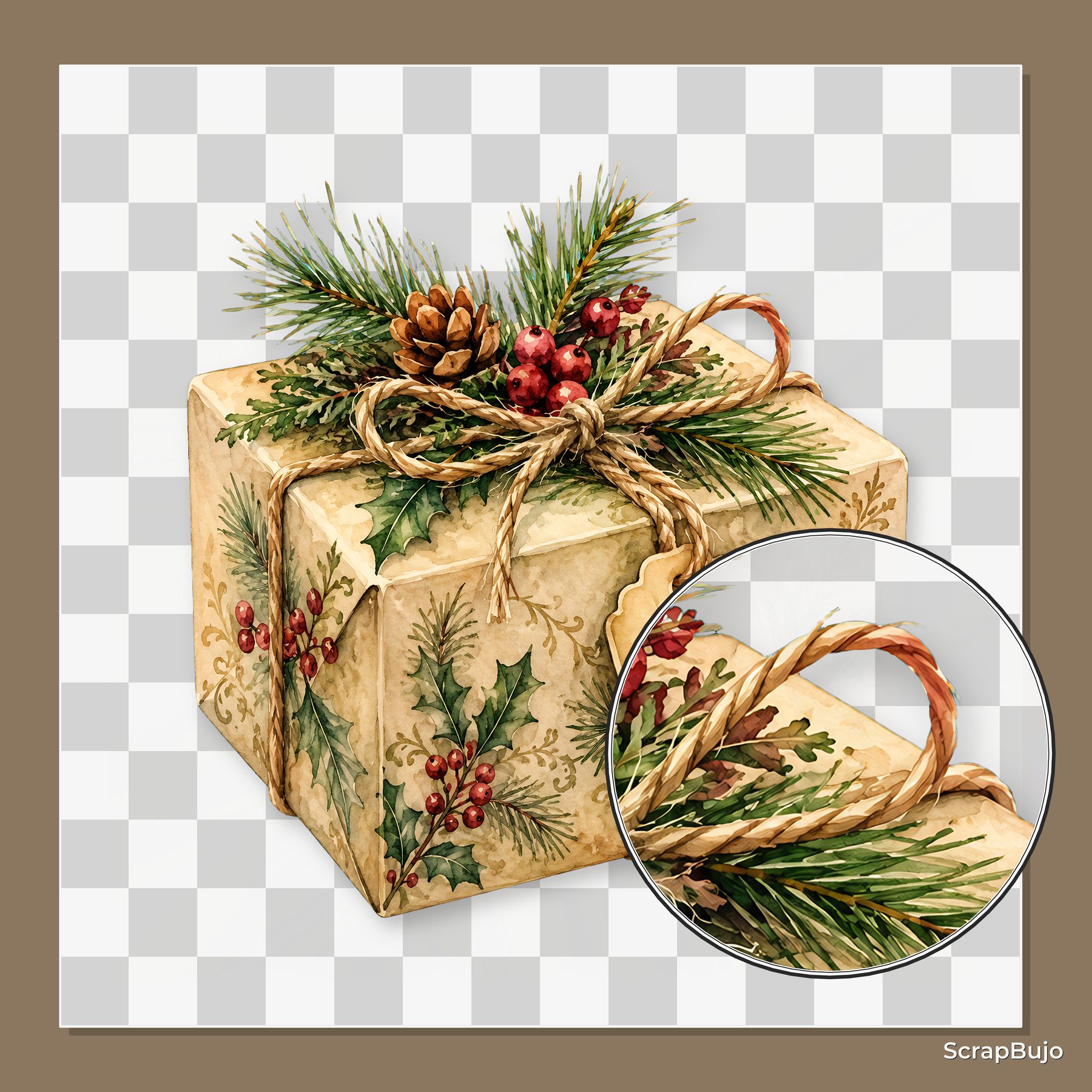 Victorian Christmas Digital Paper & PNG Bundle, 23 Papers + 28 Holiday Elements, Commercial Use preview 6