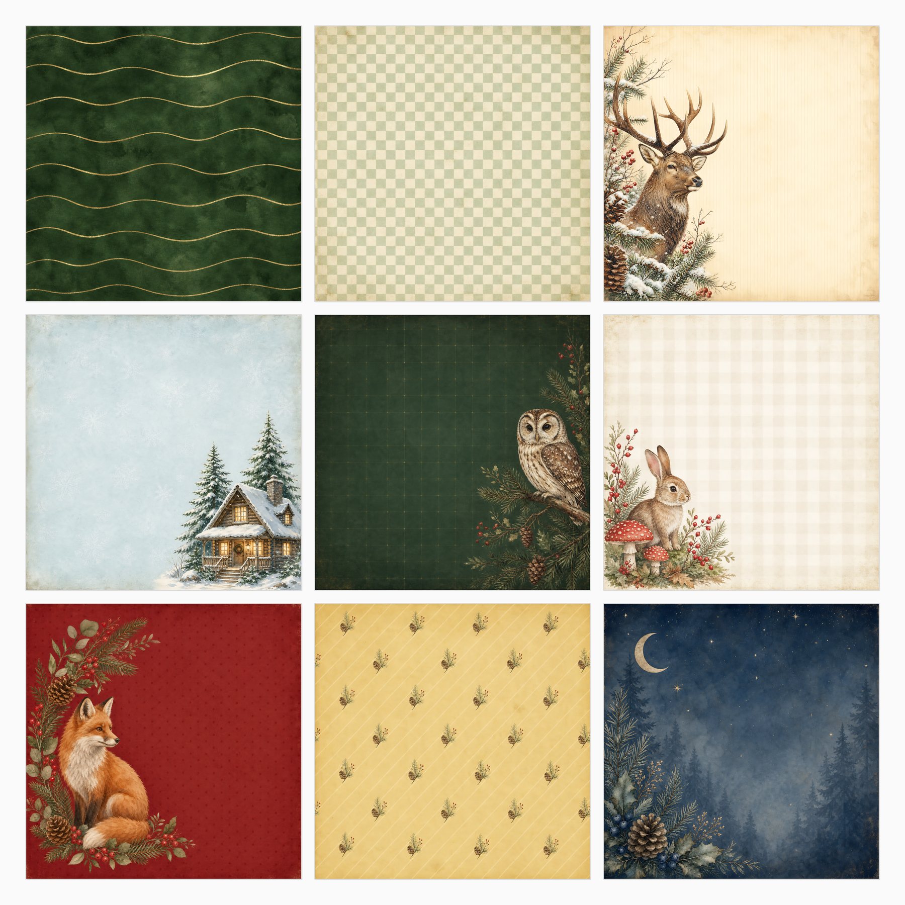 Vintage Woodland Christmas Junk Journal Kit preview 4