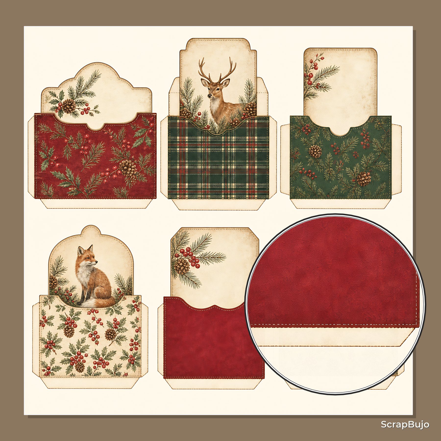 Vintage Woodland Christmas Junk Journal Kit preview 6