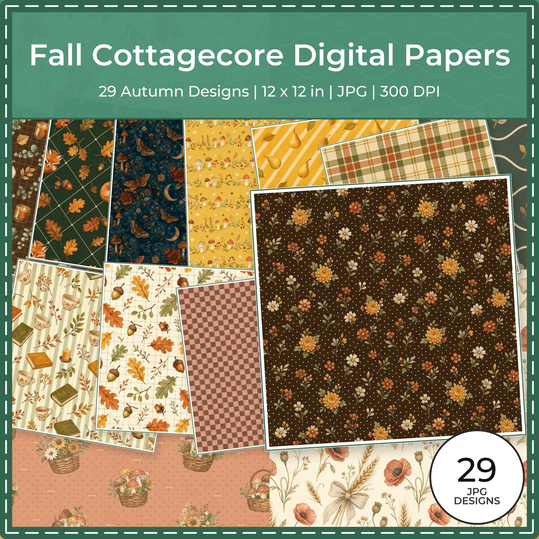 Fall Cottagecore Digital Papers