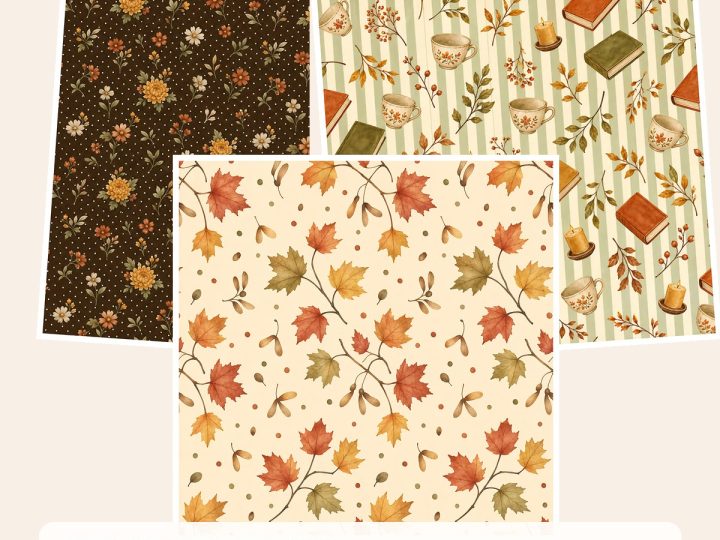 Free Fall Cottagecore Digital Papers – 3 Printable Scrapbook Paper Samples