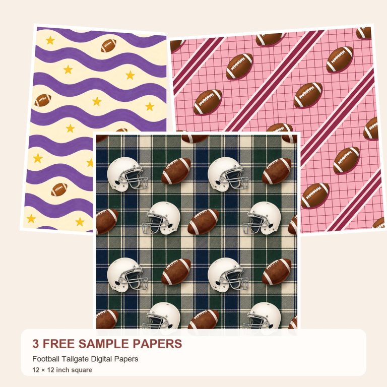 Free Football Tailgate Digital Papers – 3 Printable Scrapbook Paper Samples preview