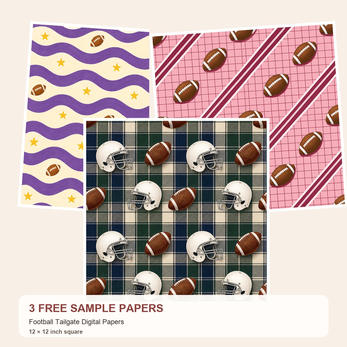 Free Football Tailgate Digital Papers – 3 Printable Scrapbook Paper Samples