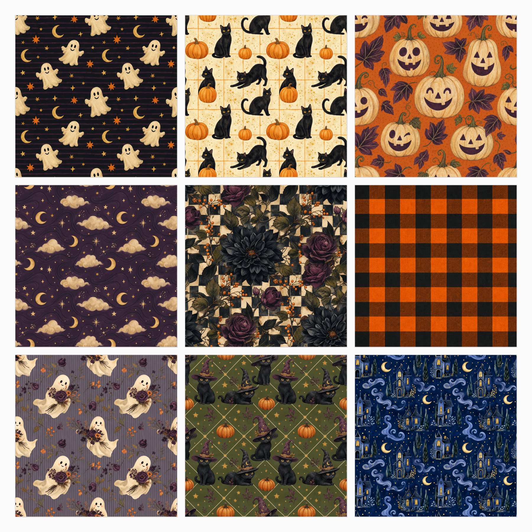 Vintage Whimsical Halloween Digital Papers preview 2
