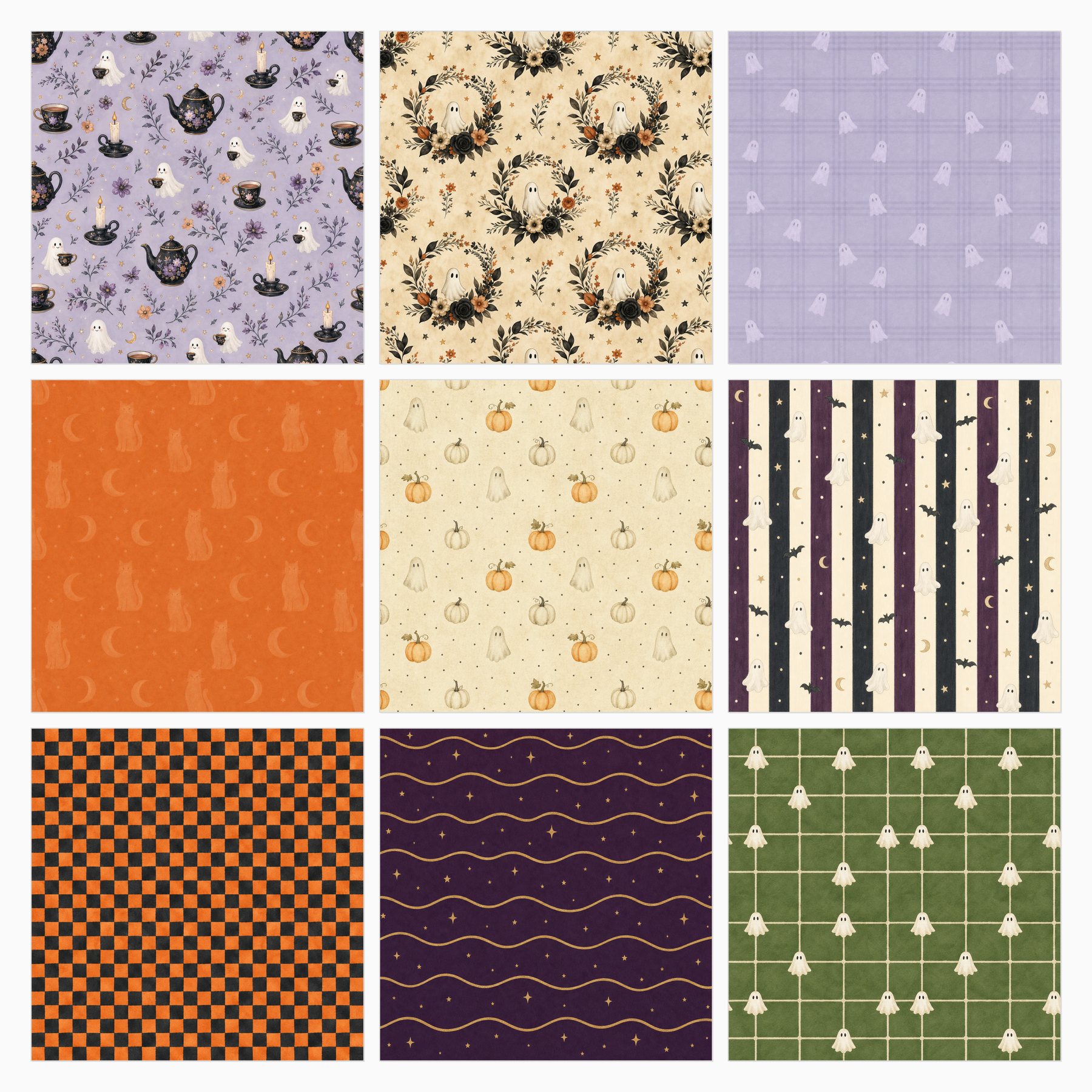 Vintage Whimsical Halloween Digital Papers preview 4