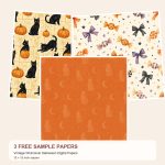 Free Vintage Whimsical Halloween Digital Papers – 3 Printable Scrapbook Paper Samples preview