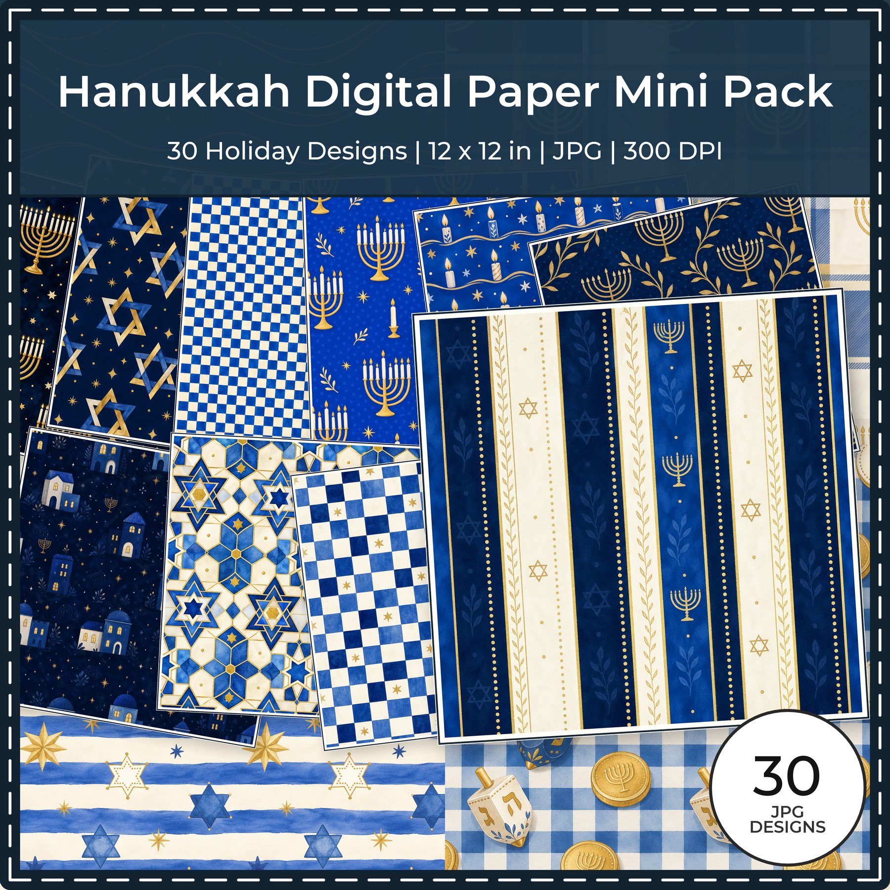 Hanukkah Digital Paper Mini Pack