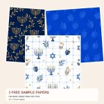 Free Hanukkah Digital Paper Mini Pack – 3 Printable Scrapbook Paper Samples preview