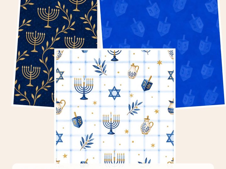 Free Hanukkah Digital Paper Mini Pack – 3 Printable Scrapbook Paper Samples