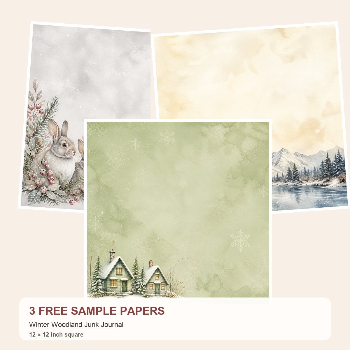 Free Winter Woodland Junk Journal – 3 Printable Scrapbook Paper Samples