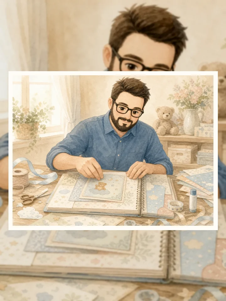 Baby Shower Scrapbook Ideas with Watercolor Nursery Paper visual story illustration