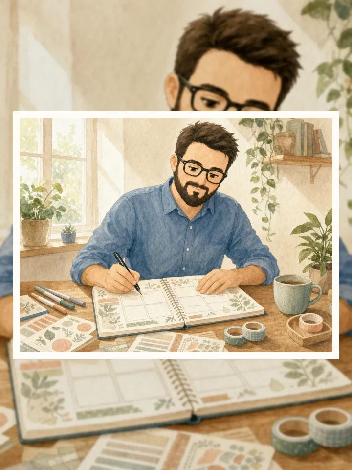 Calm Bullet Journal Printable Ideas for Weekly Spreads visual story illustration