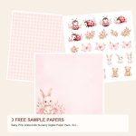 Free Baby Pink Watercolor Nursery Digital Paper Pack, Scrapbook Journal Kit – 3 Printable Sample Papers preview