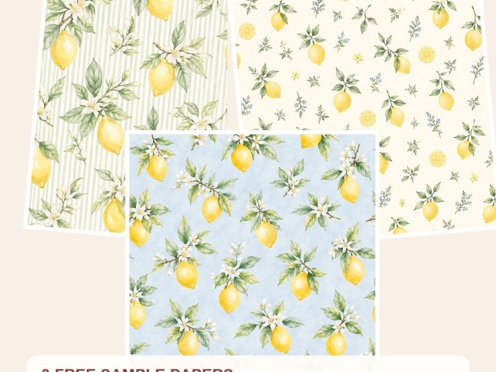Free Watercolor Baby Animals Lemon Garden Digital Paper – 3 Printable Sample Papers preview