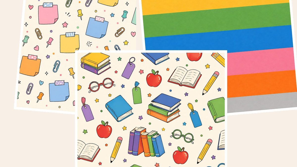 Free Back to School Digital Paper Pack, 40 Scrapbook Papers, Teacher Classroom Backgrounds – 3 Printable Sample Papers preview